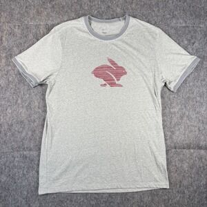 Rabbit Running T-Shirt Men's Medium Short Sleeve Gray Red Stretch Training